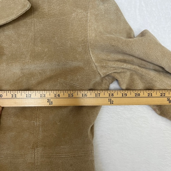 VTG Y2K Wet Seal Tan Suede Leather Collared Jacket Sz M Gilmore Girls Western - Picture 9 of 10